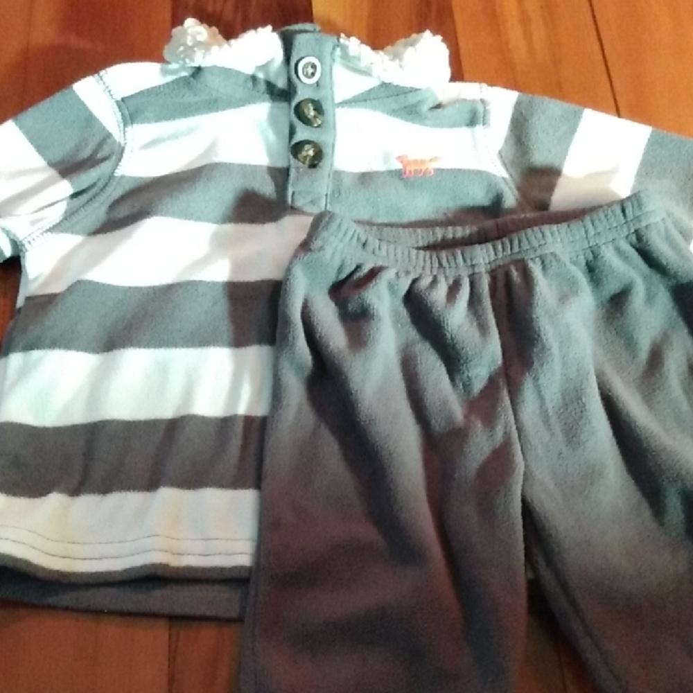 Carter's 6 Months Boys Fleece Outfit, Sherpa Collar Pullover & Sweatpants Set